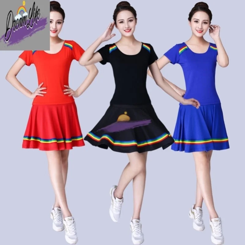 

2025 Summer Square Dance Fitn Workout Women's Outfit Latin Performance Skirt Dancing Clothes Spor ly Women's Set