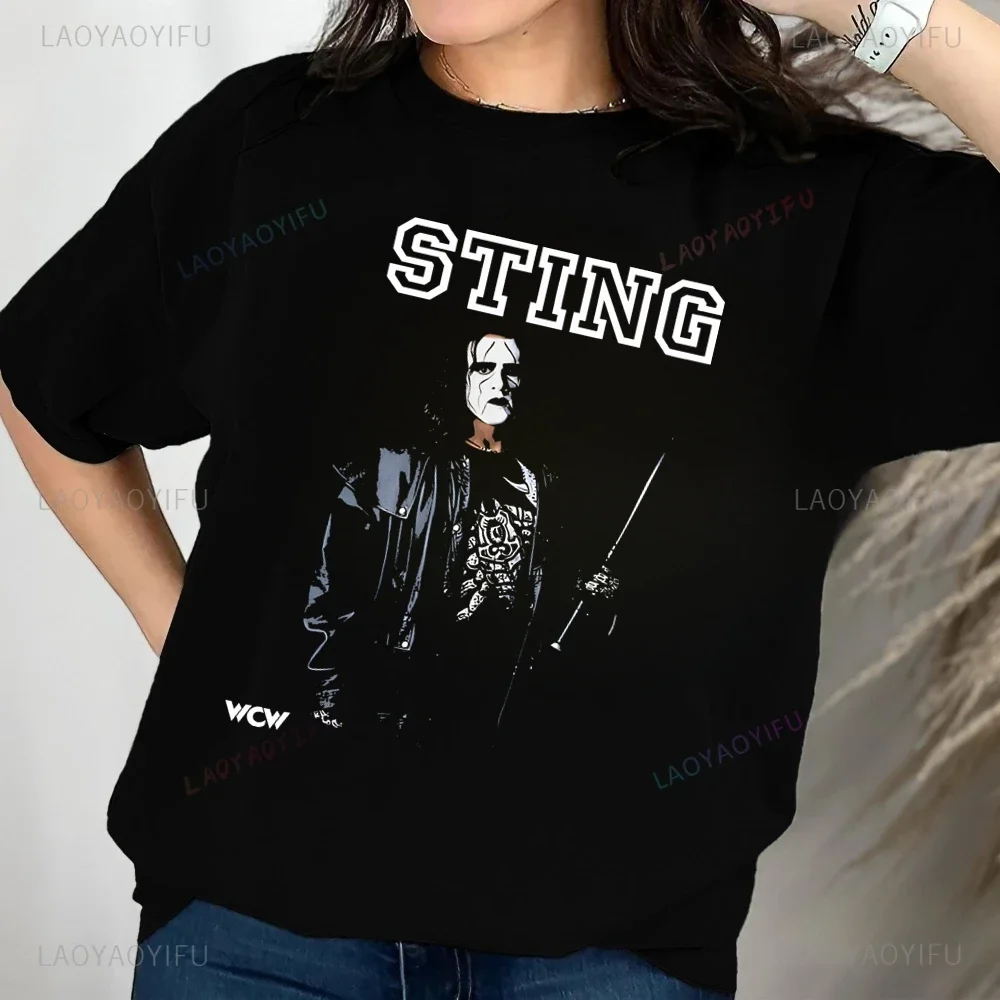 T-shirt moda retrò Wrestler Sting, T-shirt WCW NWO WWF Wrestling T-shirt in cotone unisex Harajuku di tendenza neutra