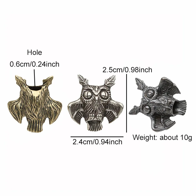 Animal Owl Brass Knife Bead EDC Outdoor DIY Paracord Woven Accessories Keychain Lanyard Pendant Umbrella Rope Flashlight Hanging