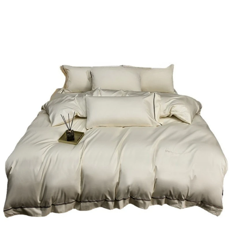 

Long staple cotton four piece set, cotton bed sheet hat quilt cover, high end bedding.