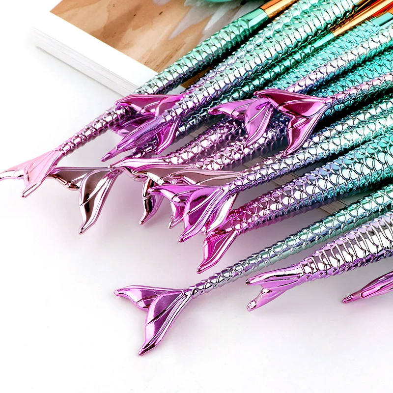 16 Mermaid Makeup Brush Gradual Blue Fish Tail Makeup Brush Makeup Tool Set Makeup Brush  Make Up Brushes