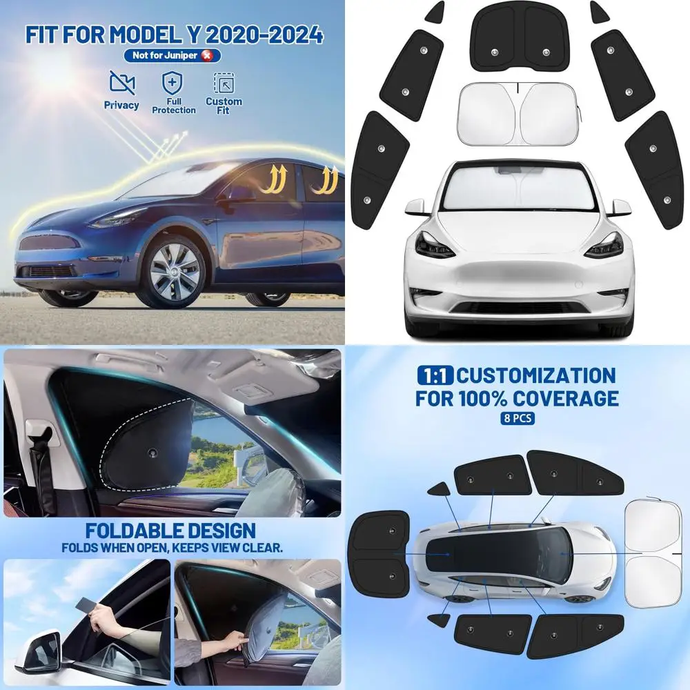

Upgraded Car Window Shades for 2020-2024 Models with Suction Cups - Full Coverage Sunshades for Camping and Privacy for Front, R