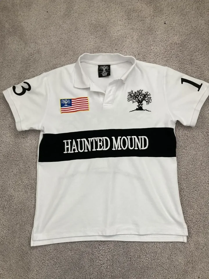 Hot Sell Haunted Mound Polo Shirt Rock Hip Hop Letter Loose Shirt