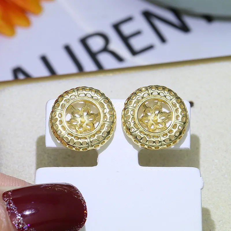 Hollow Design Stud Earrings Fittings For 7.5-8.5mm Women Handmade Jewelry Making Components