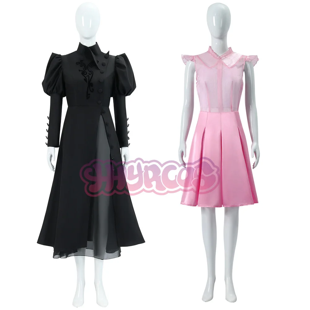 Wicked Cosplay Witches Costumes Glinda Elphaba Gotic Clothes Movie Party Role-playing Pink Suit Black Dress Robe Hat Cosplay