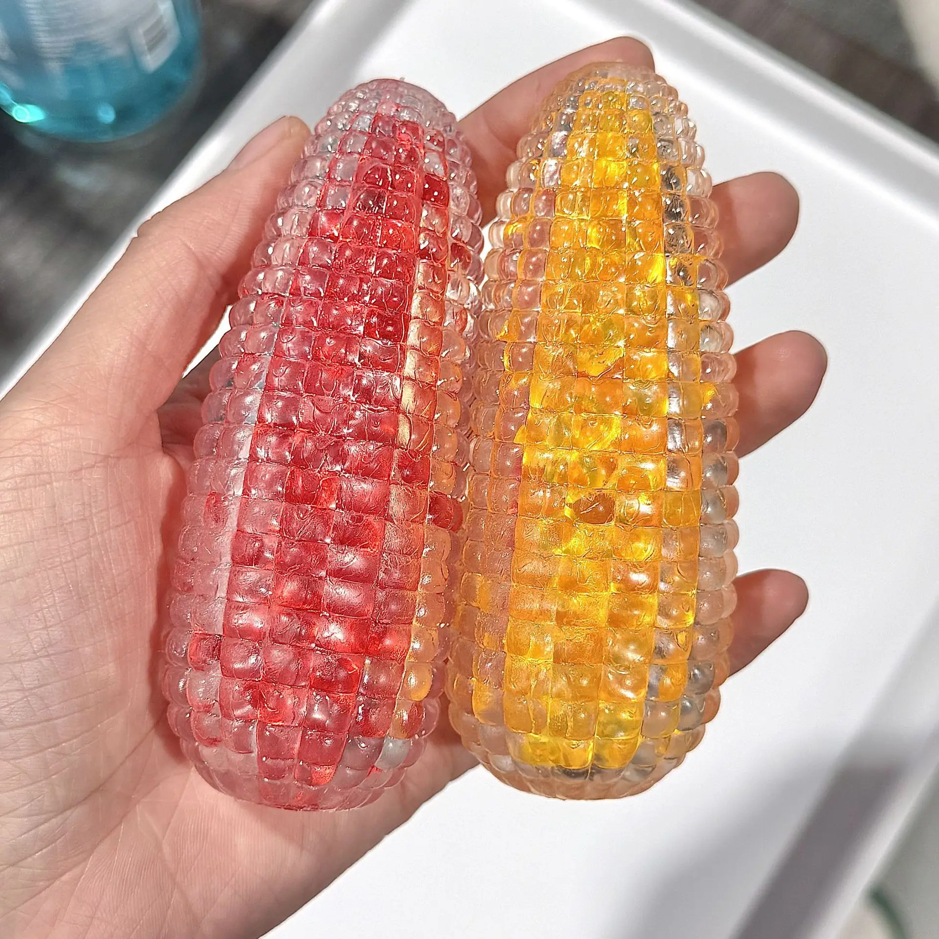 Simulation Transparent Corn Glazed Crystal Soft Pinch Toys Creative Corn Squeeze Slow Rebound Kids Adult Stress Relief Vent Toys