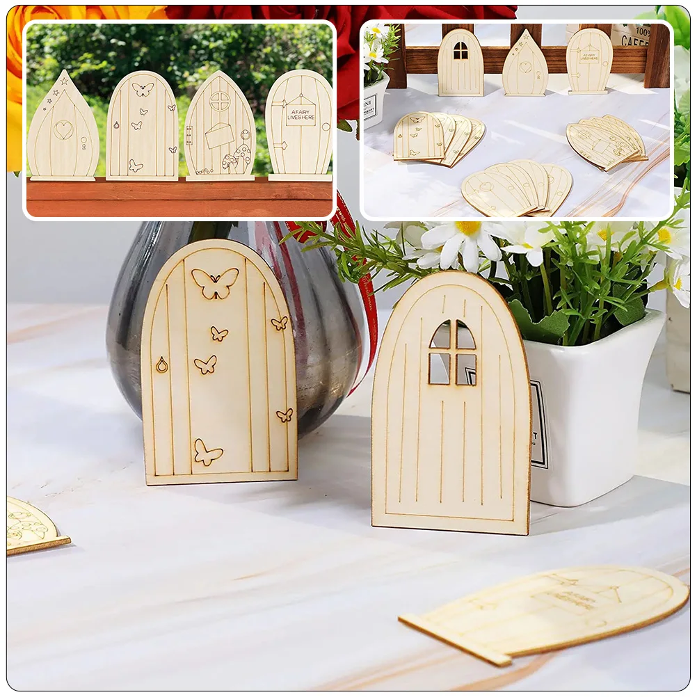 

36pcs Wooden Elf Door Slices Unfinished Blank Wood Pieces Mini Door Shaped Diy Crafts Materials For Handicraft Smooth