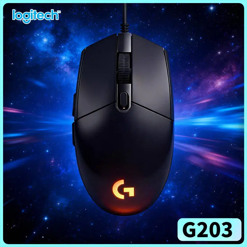 Logitech G203 LIGHTSYNC Wired Mouse Gaming-Grade 8000 DPI 16.8M RGB Colors 6 Buttons Mechanical Tensioning 85g Steady Fit