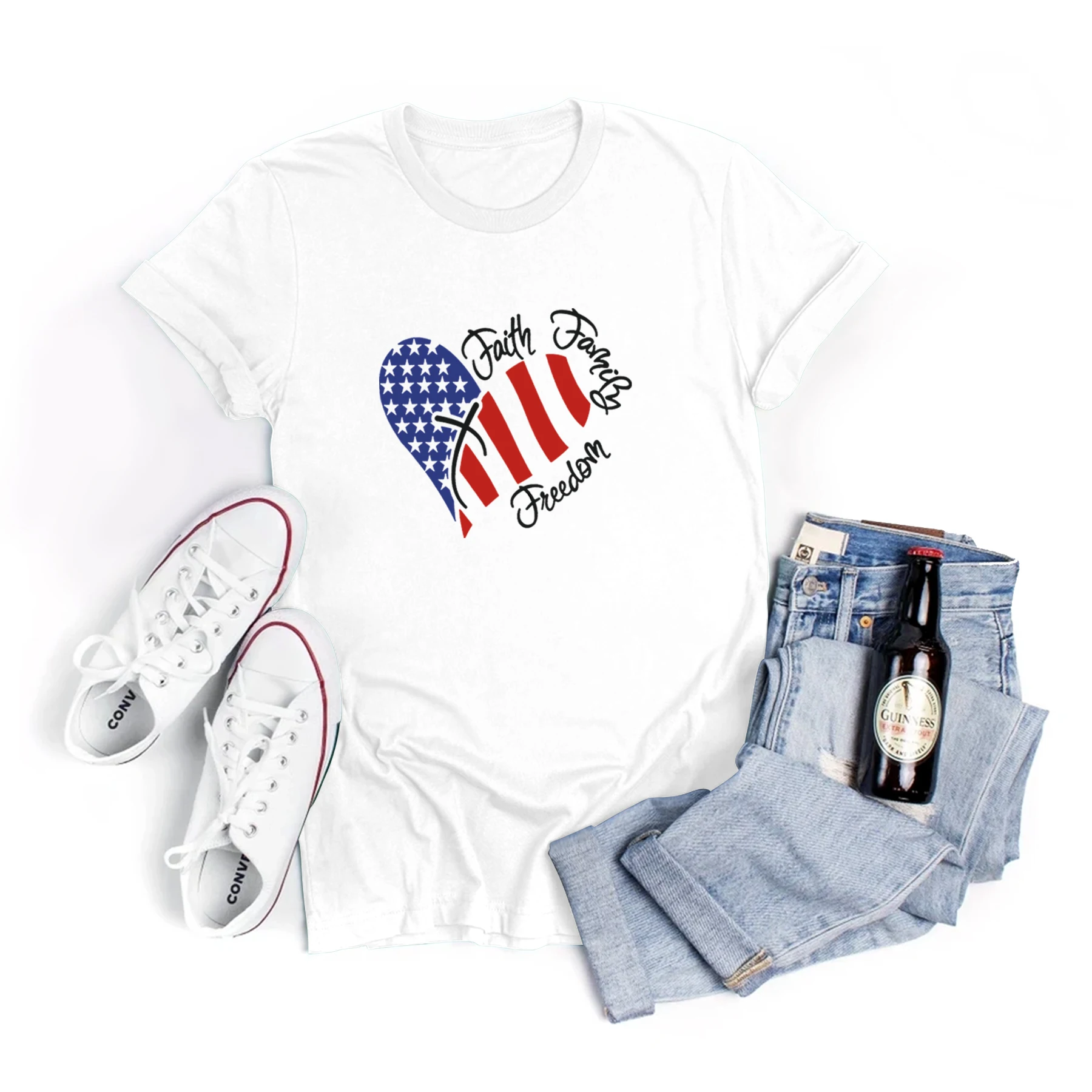 

Zawaland Summer T-shirts Women Clothing Fourth of July T-Shirt Independence Day Patriotic Gift Shirts White Short Sleeve Tee Top