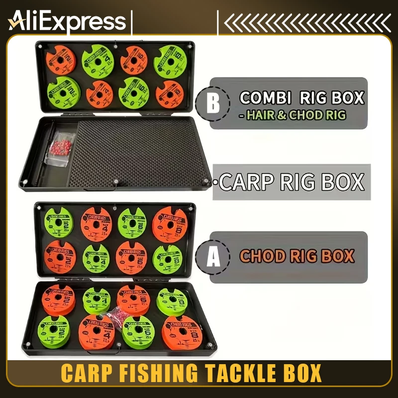 

Чехол для хранения снастей для ловли карпа Rigtrip с стопорными штифтами — компактный полиэтиленовый контейнер с безопасной пеной EVA, 10-дюймовый измерительный стержень и магнитом