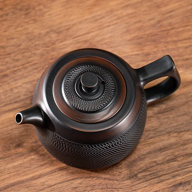 Jianshui Clay Purple Pottery Carving Teapot Hand Painted Antique Relief Teapot Household Teapot Kungfu Tea Set Kettle