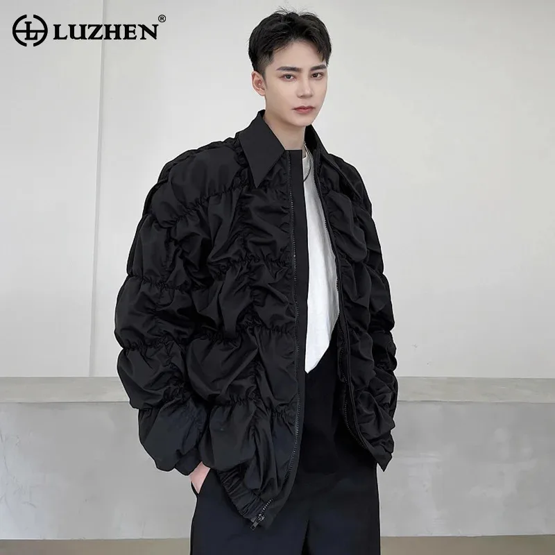 

LUZHEN 2024 Autumn Stylish Pleated Design Personality Loose Casual Jacket Men's High Street Trendy Elegant Original Coat LZ3283