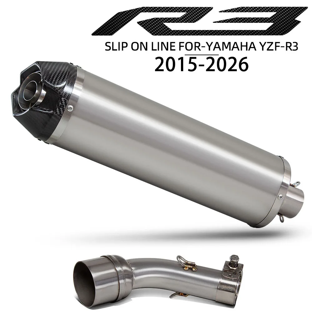 R3 Exhaust Muffler For Yamaha YZF-R3/R25 MT03 MT25 2015-2026 Motorcycle Slip on Line Exhausts Pipe Kit Racing Tail Tube Line