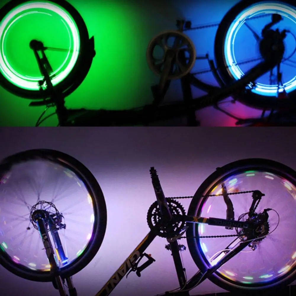 Bicycle Bike Cycling Safety Wheel Spoke Wire Tire Valve LED Light Colorful Lamp