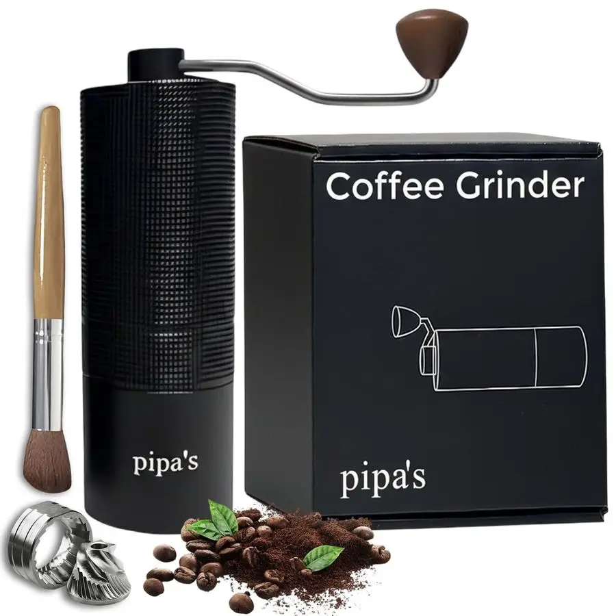 

Manual Coffee Bean Grinder with Brush 35g Stainless Steel Burr Mill, Adjustable Coffee Grinder for Espresso, Pour Over, French P