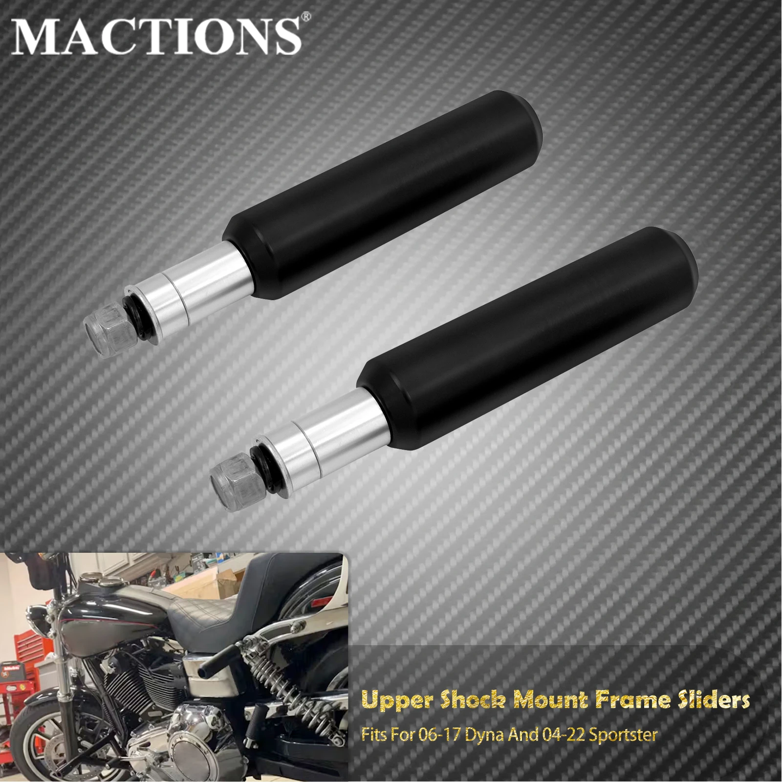Motorcycle Upper Shock Mount Frame Sliders Falling Crash Protector Guards For Harley Sportster XL 883 2004-22 Dyna Fat Bob 06-17
