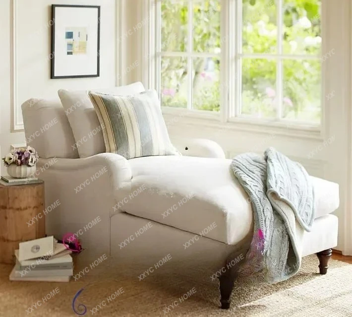 TTHot sales simple small apartment combination modern lazy sofa single cotton and linen fabric chaise longue couch