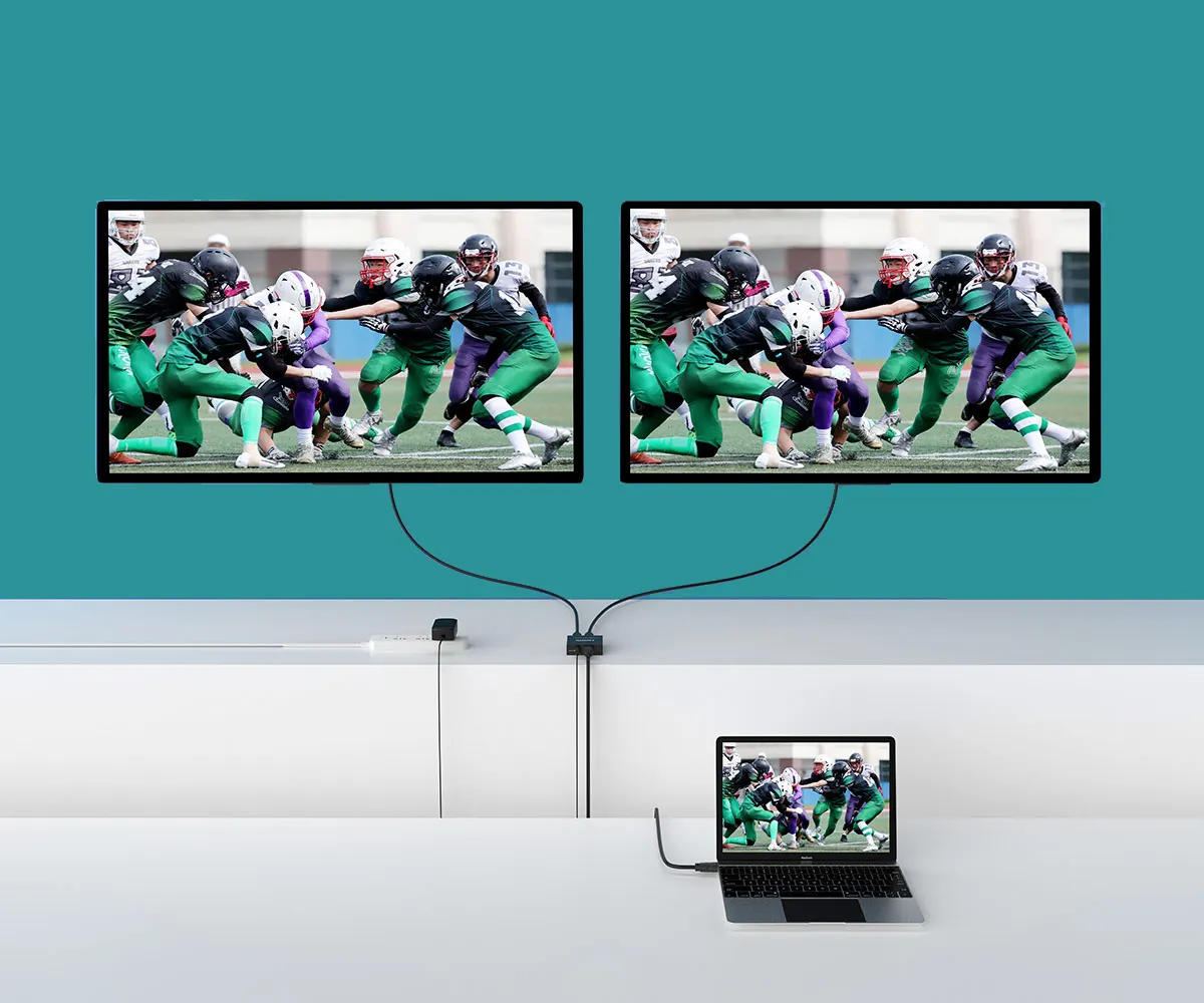 MT-VIKI 2 PORT HDMI-compatible Splitter 1 in 2 out HD Distributor Support 1080p Send 1 HDMI Video to 2 TV LCD Monitors MT-SP102M