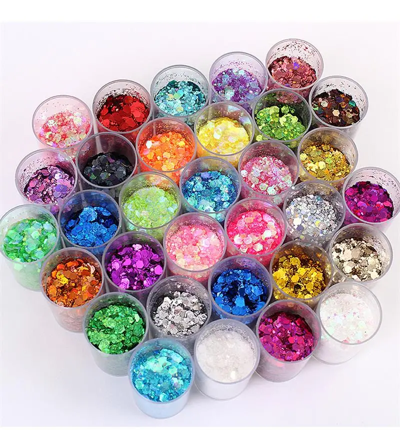 32 Colors Glitter Flakes Sparkly Shiny Mixed Sequins Nail Art Holographic Chunky DIY Handicraft Decor Nail/Face Glitter Tattoo *