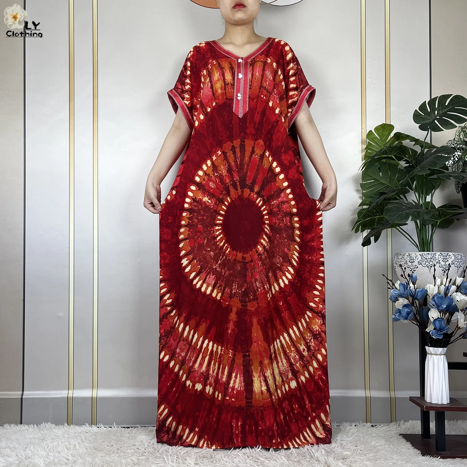 New Style African Abaya Fashion Clothes Summer Short Sleeve Dashiki Dresses Loose Boubou Maxi African Islam Women Casual Dress