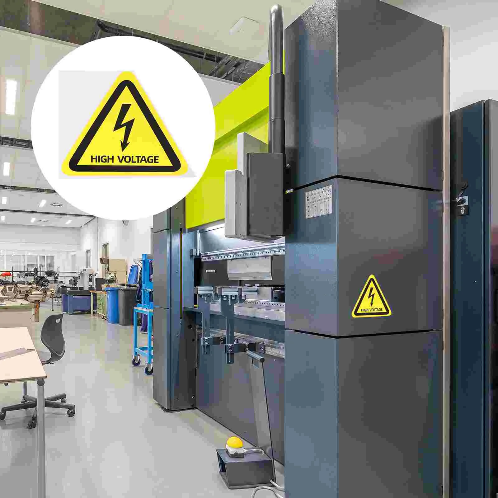 6 Inch High Voltage Safety Sticker Yellow Triangle Warning Sign Electrical Room Labels Self Adhesive PP Caution
