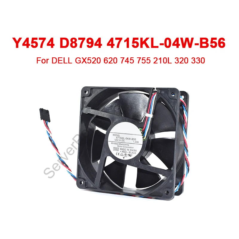 

4715KL-04W-B56 12cm 12V 1.3A Y4574 120*120*38mm 4-Wire Square Cooling Fan For DELL GX520 620 745 755 210L 320 330 Refurbished