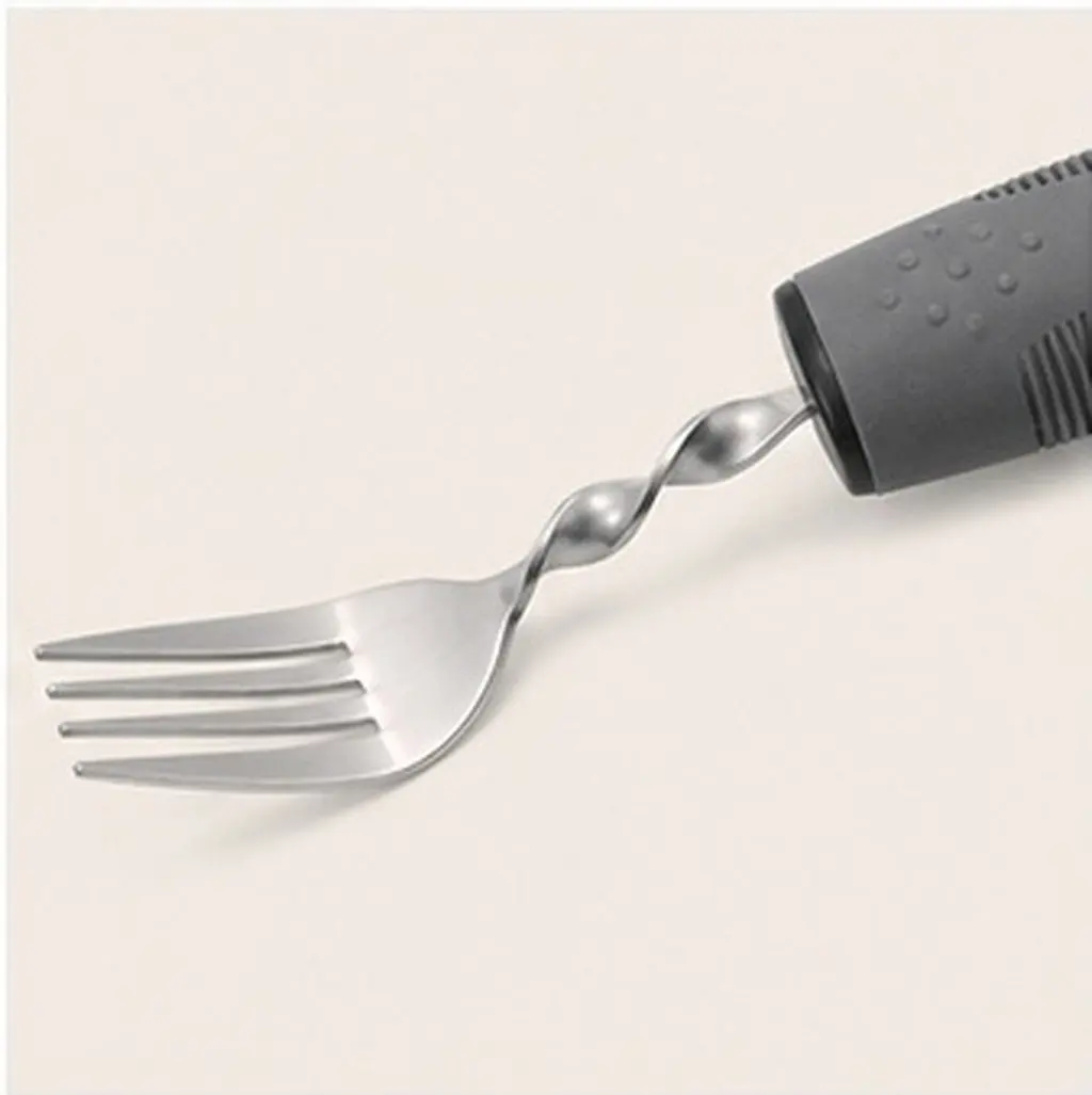 1Set Bendable Adaptive Utensils Elderly Fork Spoon Stainless Steel Weighted Antitremor Grip Handicapped Eating