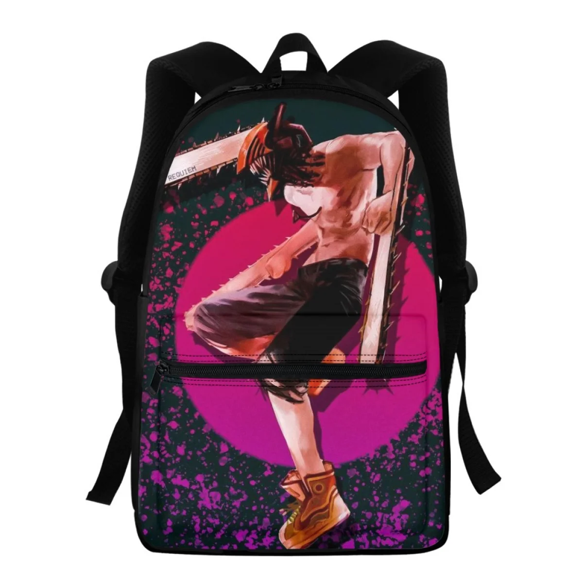 FORUDESIGNS Fashion Teen Schoolbags Zipper Design Chainsaw Man Pattern Printing Backpacks School Lightweight Utility Bagpacks