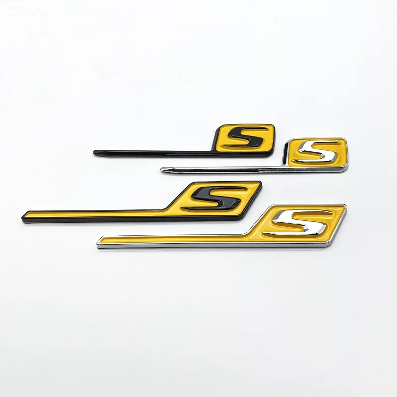 ABS S Badge Emblem Car Trunk Stickers For S E63S C63S GLC63S GLE63S GLS63S GTS GT43S GTR GT53 GT50 CLA45S Silver yellow black