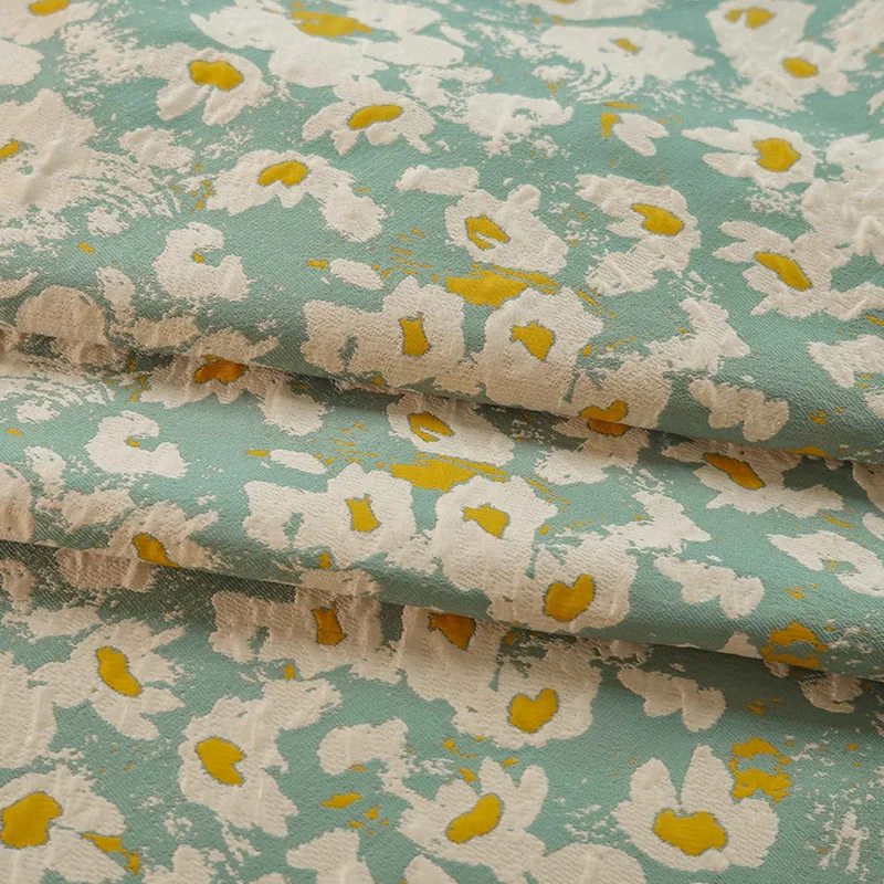 1 Meter Gentle Embossed Bubble Flower Yarn Dyed Jacquard Fabric Lazy Oil Painting Style Fabric for Dress Bag Diy Sewing