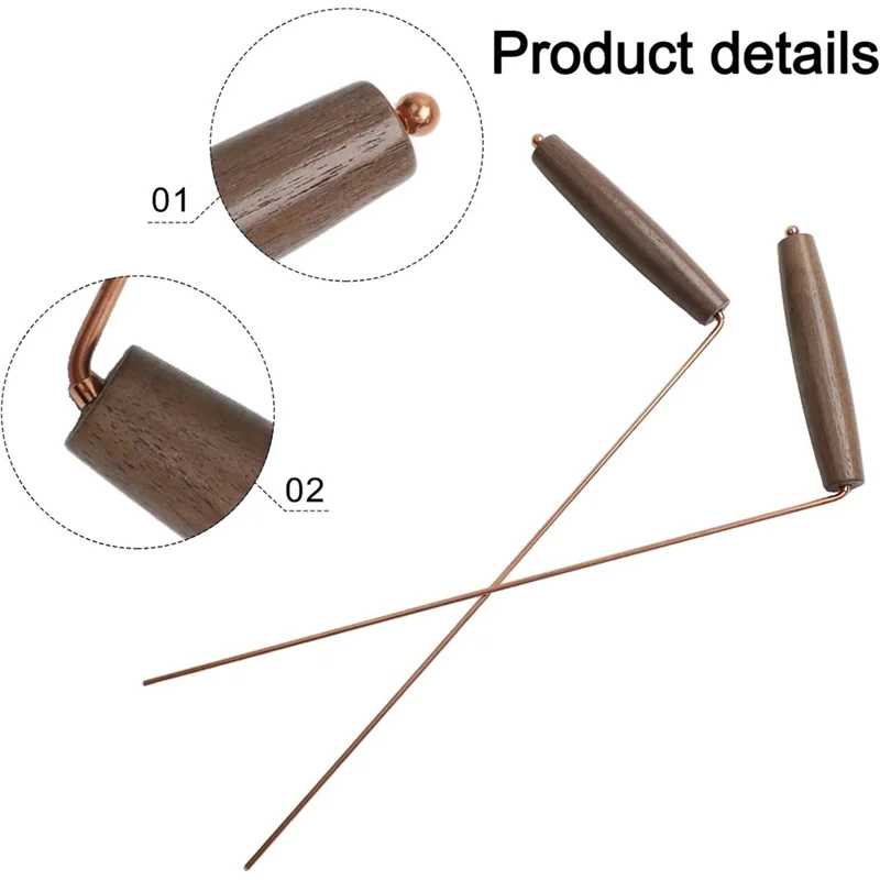 【NEWLY】Copper For Water Mineral Detection Brass Divining Rod Kit Walnut Handle Dowsing Rods Pendulum Metal Detecting Tool Set