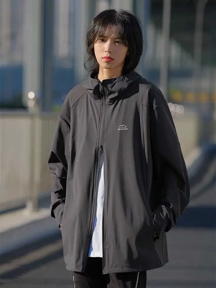 

American Sle Outdoor Ice Silk Cool Feeling Sun Protection Clothing Men's Lightweight Hooded Anti-Uv Jaet Summer Faion