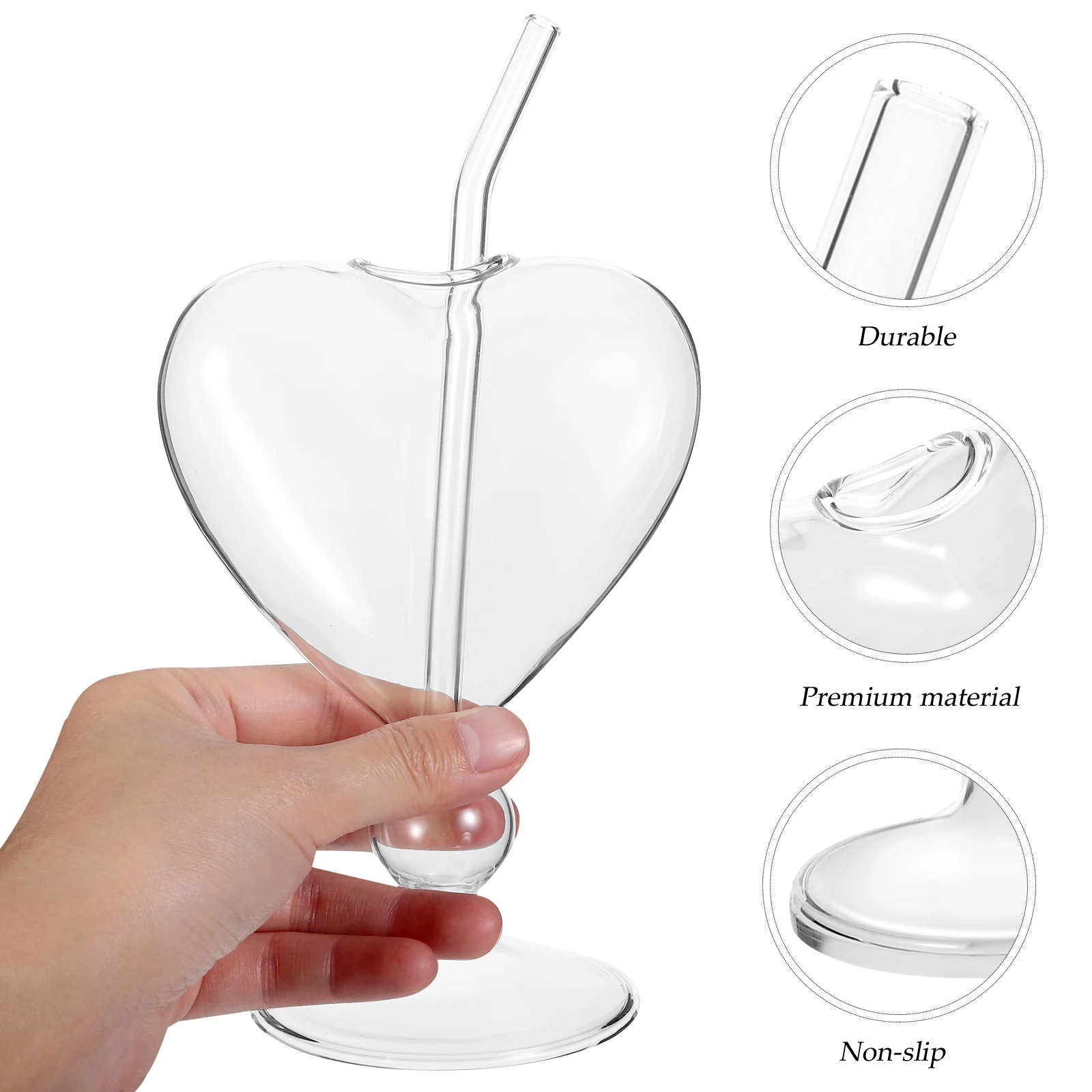 

2Pcs Creative Heart Shaped Glass Cups Cocktail Wine Mugs for Family Hotel Bar Juice Drinking Glassware Party Supplies