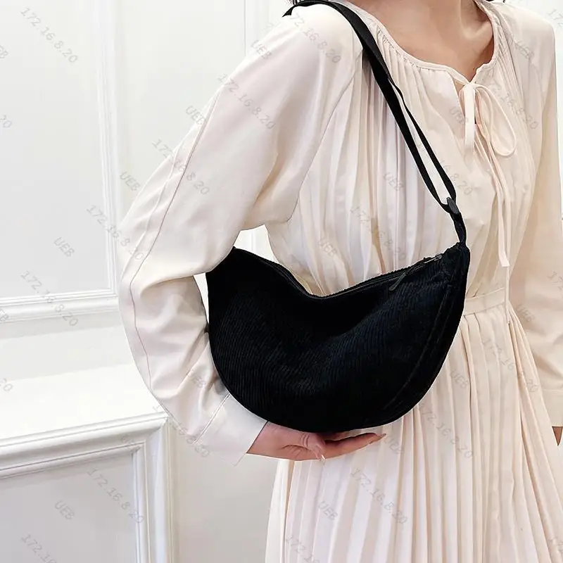 Women\'s Chest Bag 2024 Banana Crossbody Bag Fashion Design Bum Bag Corduroy Shoulder Sling Bag Trend Female Fanny Pack Bolsas