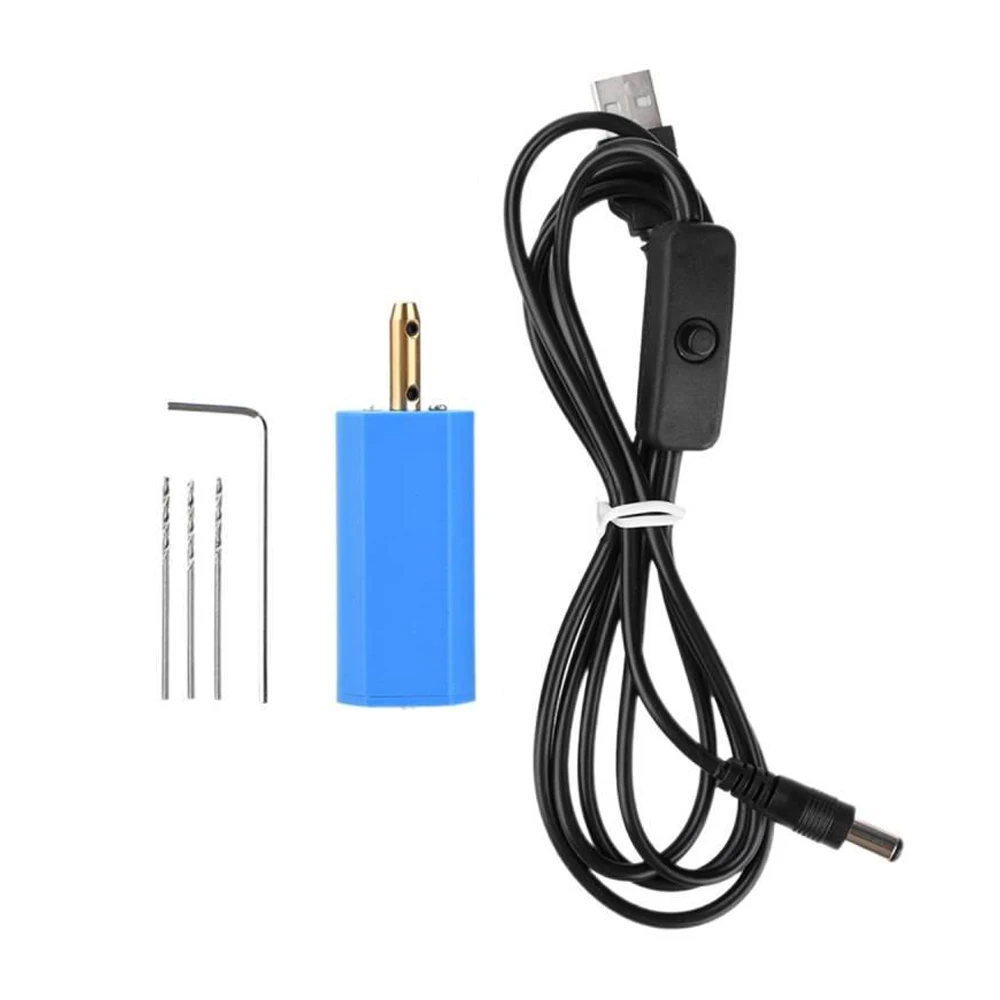 

5V USB Mini Electric Drill 180 Motor Hand Drill DIY Tool 10000RPM Portable Drill with 1.5m Cable 0.8-1.5mm Chuck for Wood Walnut