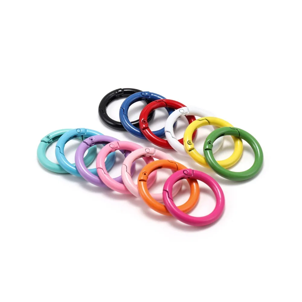 5 Teile/los Bunte Metall O Ring Frühling Verschluss Zu Öffnende Runde Karabiner Schlüsselbund Clips Haken Hund Kette DIY Schmuck Schnalle Stecker