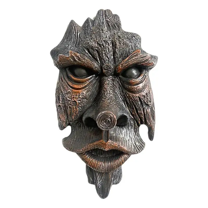 Tree Faces Old Man Tree Face Resin Decor 3D Effect Hand Drawn Solid Resin Halloween Party Desk Wall Home Garden Tree Decor