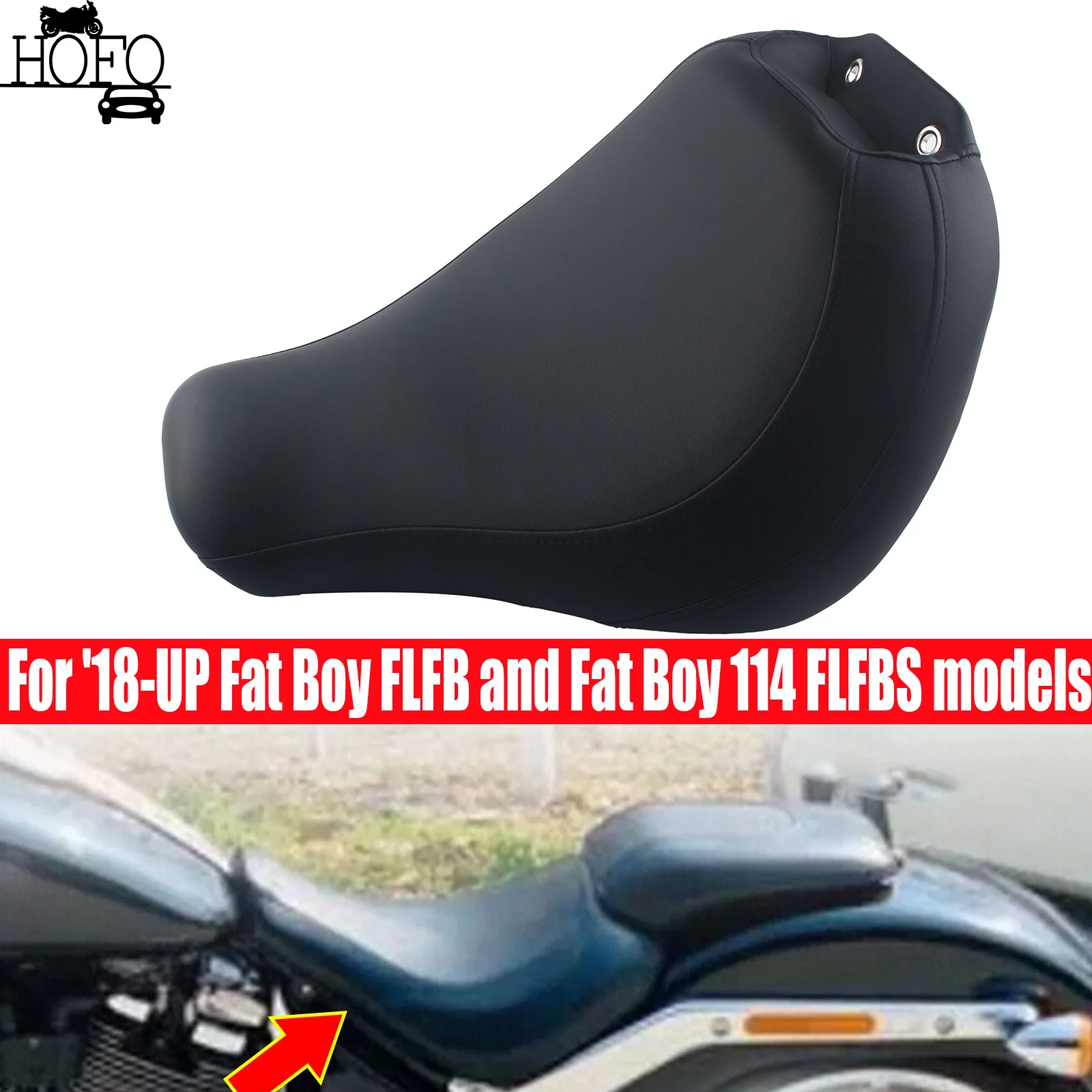 

Motorcycle Black Front Driver Rider Solo Seat For Harley Fat Boy FLFB FLFBS 114 2018-2024 2023