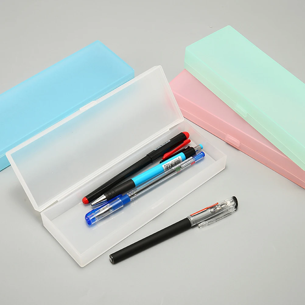 

5Pcs Pen Pencil Case Pen Case Frosted Translucent Durable Practical Long Term Use Storage Box School Supplies Gift