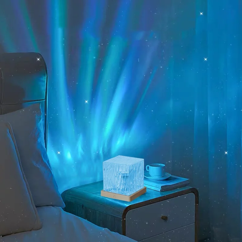RGB Color Dynamic Aurora Projector Night Light Bedroom Ambient Lamp Xmas New Year Decoration Table Lamp Festival Gifts
