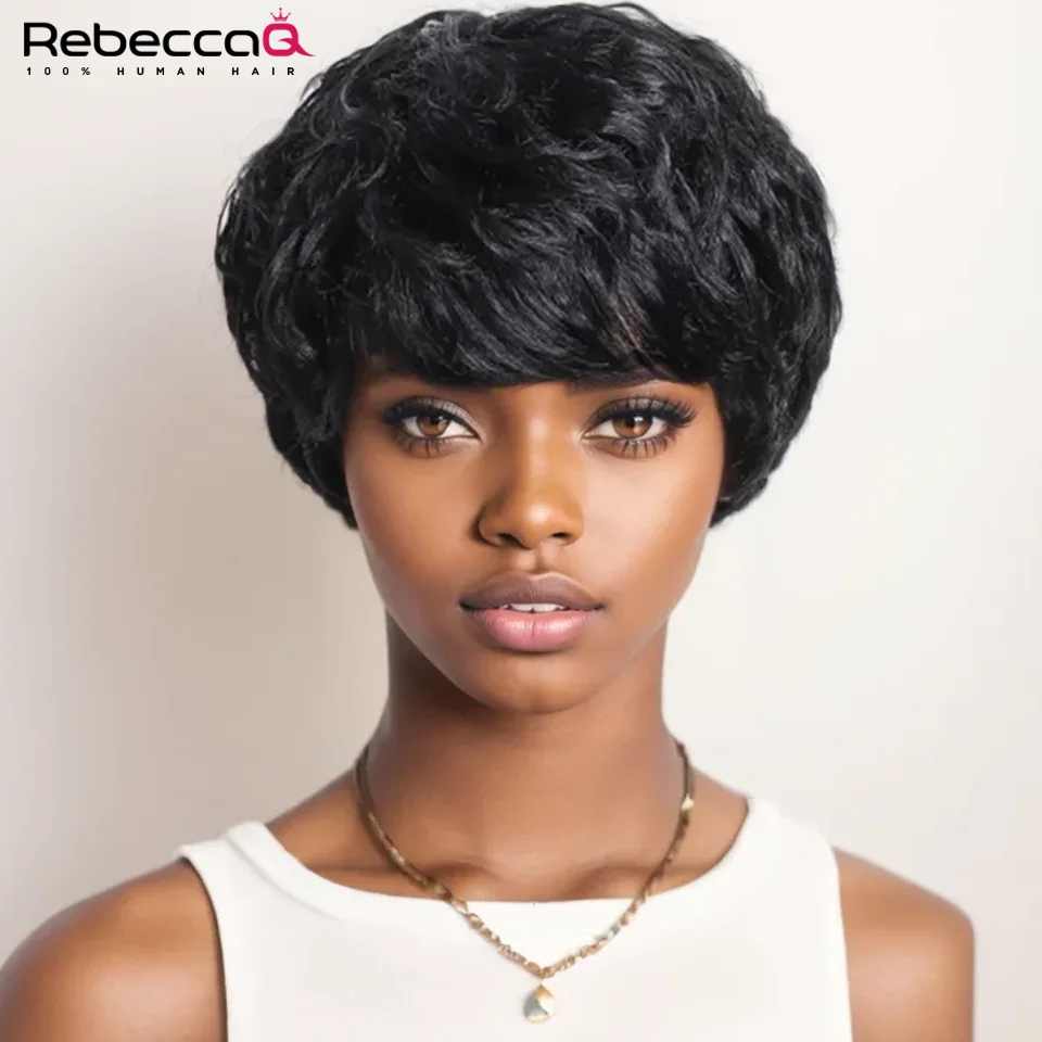 Short Straight Pixie Cut Wig Human Hair for Black Women Short Human Hair Pixie Cut Glueless Natural Human Hair Wigs