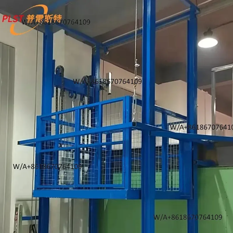 Fixed guide rail hydraulic lift freight elevator on the second floor of the factory building, 2t small simple workshop lift