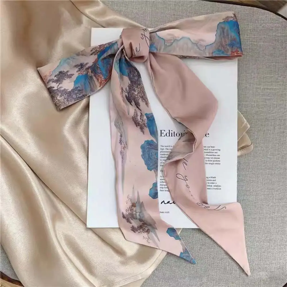 

New Floral Headband Ribbon Chinese Style Headscarves Oil Painting Floral Scarf