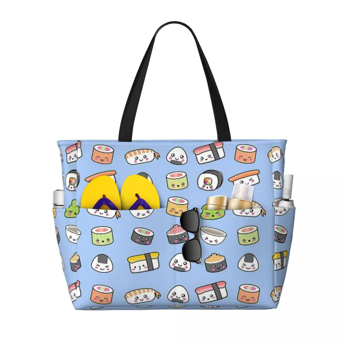 Happy Kawaii Sushi Beach Travel Bag, Tote Bag Retro pratico viaggio regalo di compleanno modello Multi-stile