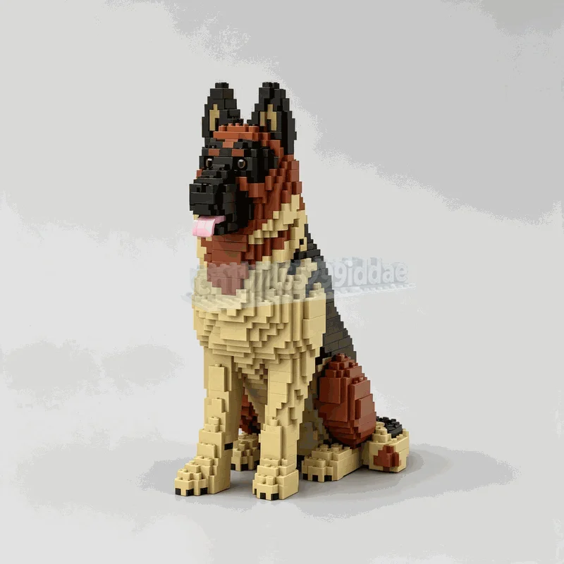 3818PCS German Shepherd Dog MOC Animal Model Building Blocks DIY Creative Pet Figure Assembly Toy Educational Collection Display