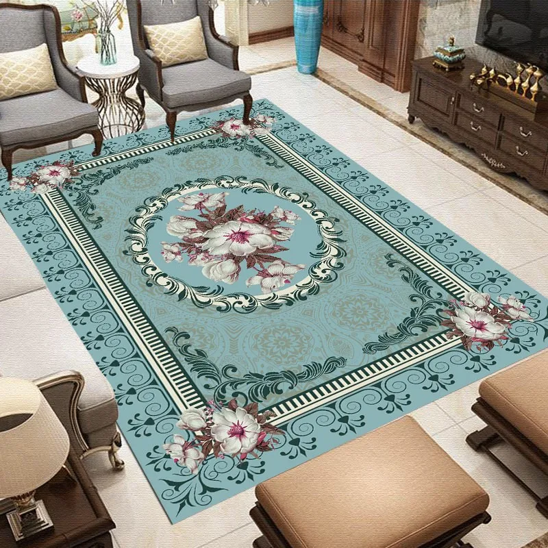 Reese Velvet Short Fleece Living Room Carpet Bedroom Decoration Rug Medieval European Style Retro Pattern Flower Hotel Floor Mat