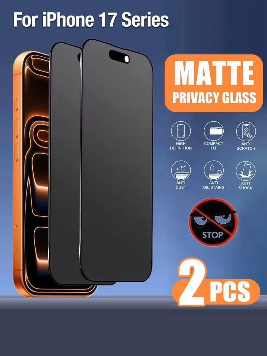 

2PCS Matte Privacy Screen Protector For iPhone 13 11 17 Pro Max 16 15 14 Plus 16e 12 XR X Xs Air Anti Spy Easy Install Glass