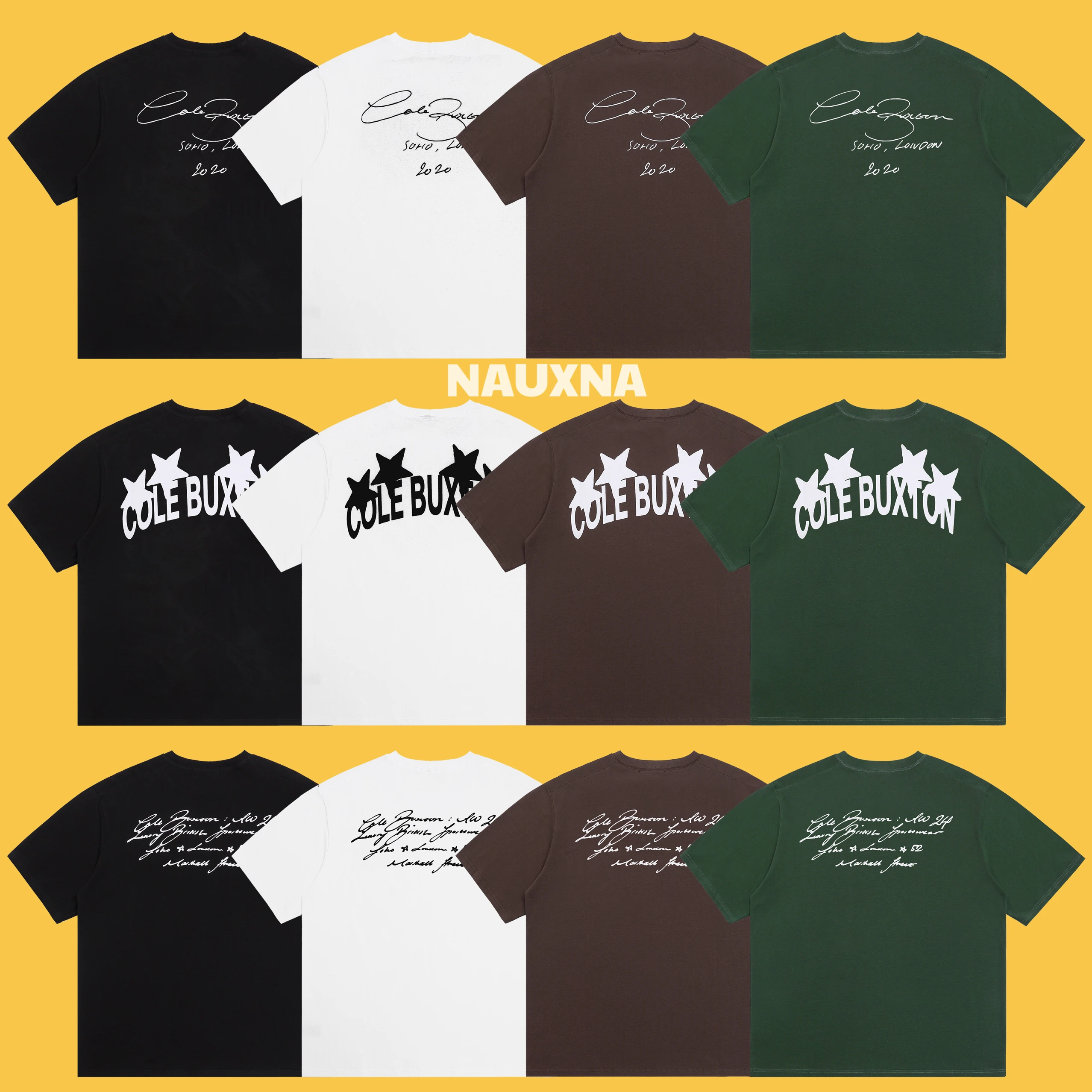 

Casual American Sle ort Sve T-irt Letter Logo Print round Ne Cotton Youth Faion Summer Streetwear Cole Buxton