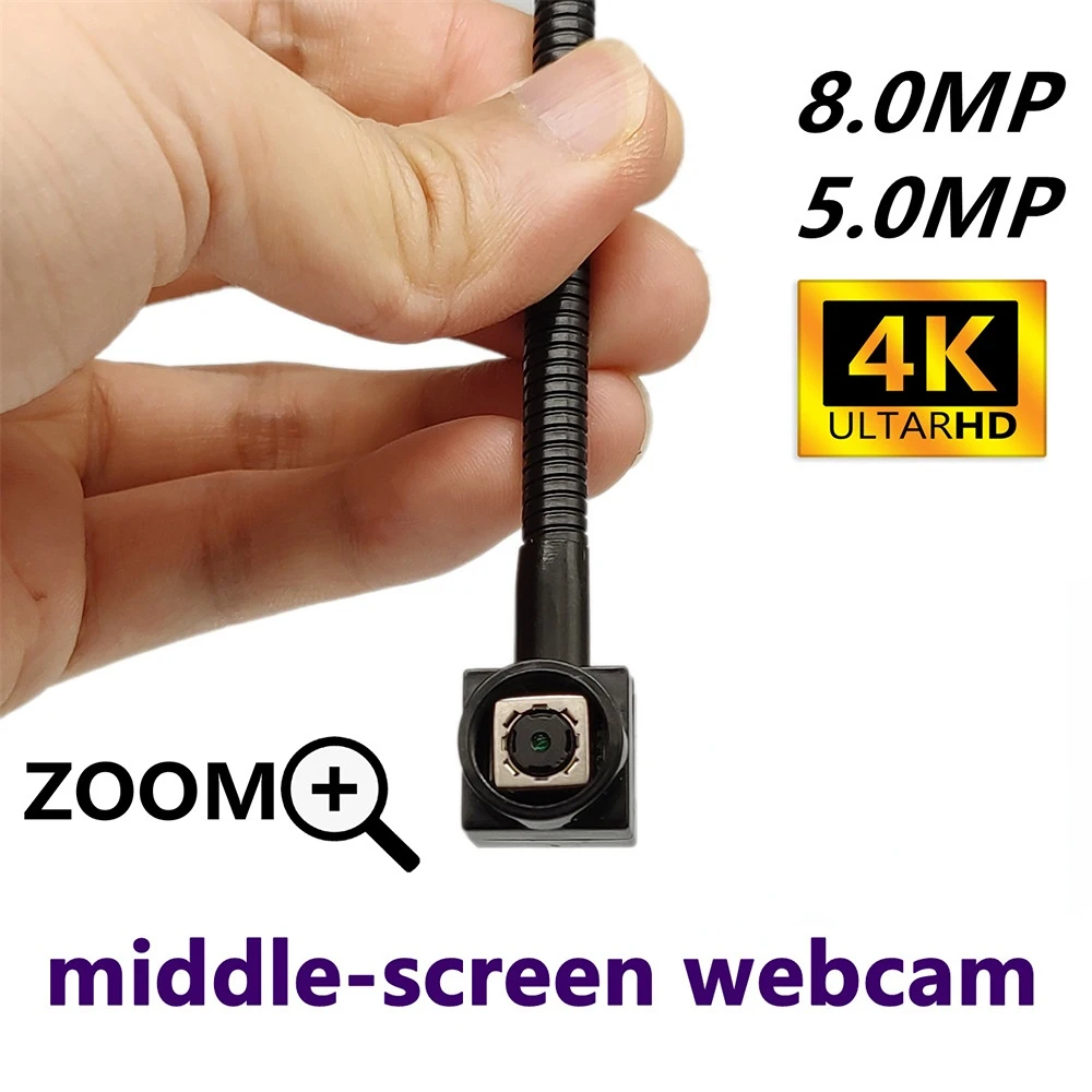 

Middle Screen Adjustable Webcam 4K 8MP 5MP UHD Auto Focus Low LUX Mini USB Cam Flipped Sucker 15x15mm Miniature USB Camera Audio