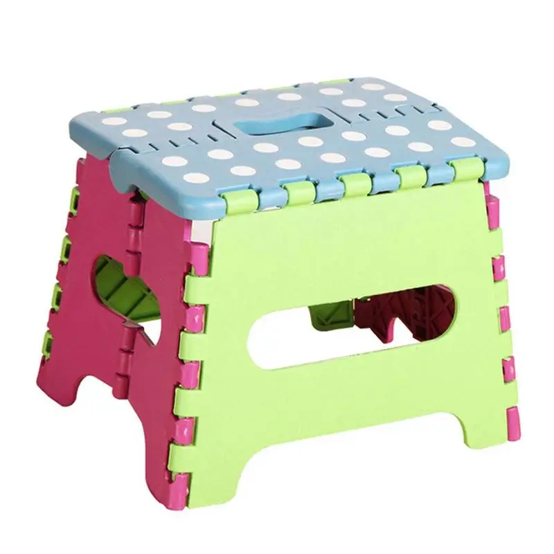 Foldable Step Stool Durable Plastic Stool With Comfortable Handle Folding Stool For Adults Children Small Collapsible step stool